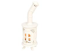 Dekohelden24 142110 - Stufa a lumini in ceramica, colore bianco con oro, ca. 21 cm, colore: Bianco