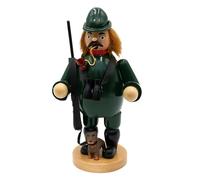 Dekohelden24 Affumicatore in legno, statuetta di fumo, affumicatore come cacciatore/foresta, con fucile e cane da caccia in verde, (lunghezza x larghezza x altezza): 15 x 10 x 19 cm.