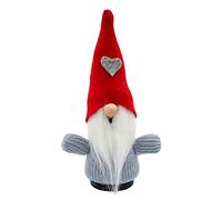 Dekohelden24 Babbo Natale - gnomo - con cappello a maglia e maglione grigio, 10 x 6,5 x 18 cm.