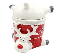 Dekohelden24 Barattolo in ceramica con coperchio - Barattolo come alce (L x P x A) 18,5 x 18 x 19 cm