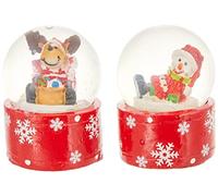 Dekohelden24 Bellissimo Set di 2 Piccolo Palle di Vetro con Neve, Circa 5 x 3,5 cm/Ø 3,5 cm