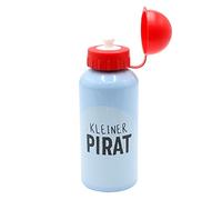 Dekohelden24 Borraccia per bambini, motivo: pinguino con scritta, piccolo pirato, altezza ca. 17,7 x 6,6 cm, in acciaio inox, capacità 400 ml, coperchio in plastica, senza BPA