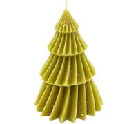 Dekohelden24 Candela di alta qualità in albero di Natale verde con glitter, fatta a mano, dimensioni: 12 x 7 cm (altezza x diametro)