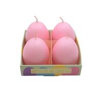 Dekohelden24 Candele a forma di uovo di Pasqua, in set da 4 pezzi, candele a forma di uovo di Pasqua, colore rosa pastello, dimensioni H/Ø 6,5 x 4 cm,