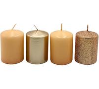 Dekohelden24 Candele dell'Avvento, candele a pilastro e corona dell'Avvento, candele da tavolo e blocco, candela da tavola in bronzo, beige e cappuccino, 4 pezzi