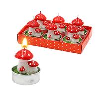 Dekohelden24 Candele funghi fortunati in set da 6 pezzi, dimensioni di ogni lumino 3 x 4 x 3 cm, 3 cm