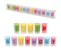 Dekohelden24 Candele in vetro - Happy Birthday - 13 candele singole in vetro, dimensioni H/Ø: ca. 5 x 3 cm