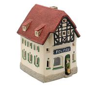 Dekohelden24 Casa portacandela in porcellana - Polizia - Porcellana stazione di polizia con prigione, L/B/H ca. 14 x 11 x 16 cm