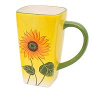 Dekohelden24 Dolomite - Tazza da caffè con girasole, 13,8 x 9 x 14,5 cm, 14 cm, colore: Giallo/Verde