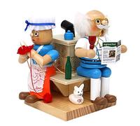 Dekohelden24 - Figure in legno per affumicatura, nonna e nonna, dimensioni di ogni statuetta ca. 9 x 7 x 16,5 cm, con 1 confezione di candele di incenso profumate di Natale