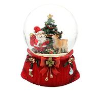 Dekohelden24 Grande palla di neve, Babbo Natale con REH e albero di Natale, con suono su base finemente decorata, dimensioni (L x P x A): 10 x 10 x 14 cm, sfera Ø 10 cm