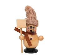 Dekohelden24 Grazioso Pupazzo di Neve Benny con Sciarpa e Berretto Lavorato a Maglia, Circa 19 cm, Legno, Barboncino