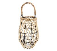 Dekohelden24 Lanterna in bambù con inserto in metallo/piccola/con portacandela/naturale/lunghezza 22 x 14 x 22 cm