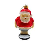 Dekohelden24 Lauschaer - Pallina per albero di Natale Lauscha, decorazione in vetro, Babbo Natale su bilancia, in rosso, in Lauscha, 7 x 5 x 10 cm (lunghezza x larghezza x altezza).