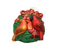 Dekohelden24 Lauschaer - Pallina per albero di Natale Lauscha, sfera per albero di Natale, ornamento in vetro, coppia di uccelli, cardinali colorati, in Lauscha, L x P 8 x 4 x 10 cm.