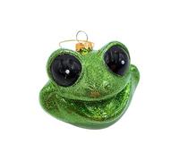 Dekohelden24 Lauschaer - Pallina per albero di Natale Lauscha, sfera per albero di Natale, ornamento in vetro, rana con occhi giganti in verde, in Lauscha, 9 x 7 x 8 cm (lunghezza x larghezza x