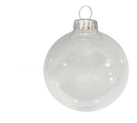 Dekohelden24 Lauschaer - Palline per albero di Natale in Lauscha, trasparenti Lauscha, set di 4 palline per fai da te, tinta unita, trasparenti, 8 cm, con corona argentata + 50 ganci rapidi in argento