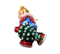 Dekohelden24 Lauschaer - Palline per albero di Natale Lauscha, palline di vetro, decorazioni per albero di Natale, ornamento in vetro per bambini, con albero colorato, in Lauscha, L x P 8 x 6 x 12 cm