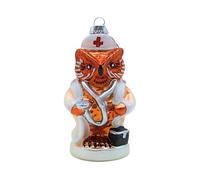 Dekohelden24 Lauschaer - Palline per albero di Natale Lauscha, sfere di vetro, decorazioni per albero di Natale, gufo, decorazione in vetro bianco, in Lauscha, lunghezza 5 x 4 x 11 cm.