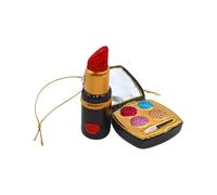 Dekohelden24 Lauschaer - Set di 2 palline per albero di Natale Lauscha, palline di vetro, decorazioni per albero di Natale, decorazioni in vetro, rossetto colorato, in Lauscha, lunghezza 4 x 1 x 12 cm