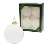 Dekohelden24 Lauschaer - Set di 4 palline per albero di Natale con fantasma, 8 cm, con corone dorate + 50 ganci rapidi in oro.