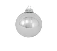 Dekohelden24 Lauschaer - Set di 4 palline per albero di Natale in Lauscha, in argento Lauscha, 8 cm, con corona argentata.