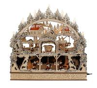 Dekohelden24 Lore die Sich - Arco a LED in legno con panca, motivo: miniera con minatori, per adattatore o funzionamento a batteria, ca. 45 x 10 x 43 cm, con adattatore da 4,5 V