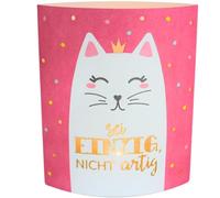 Dekohelden24 Luce notturna per poesia, con timer, funzionamento a batteria, motivo: gatto, L/L/L/B/H 13 x 5 x 16 cm