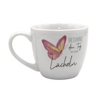 Dekohelden24 Maxi - Tazza da caffè in Porcellana, Motivo: Inizia la Giornata con Un Sorriso, Dimensioni: 9,2 x 10,5 cm, capacità 400 ml, Lavabile in lavastoviglie.