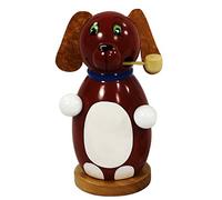 Dekohelden24 Moderno statuetta in legno di incenso a forma di cane, marrone, circa 13 cm