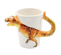 Dekohelden24 OOB-788319-Rex - Tazza da caffè con dinosauro in ceramica, dimensioni: ca. 11 x 7 cm, capacità: 300 ml, colore: Arancione