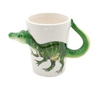 Dekohelden24 OOB-788319 - Tazza da caffè con dinosauro, in ceramica, motivo: Velociraptor, dimensioni: ca. 11 x 7 cm, capacità: ca. 300 ml, verde, OOB-788319