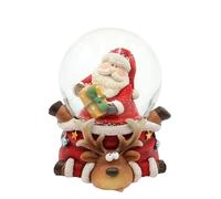 Dekohelden24 Palla di Neve Babbo Natale Base di Renna, L/B/H/Ø Sfera 7,8 x 8 x 9 cm, Ø 6,5 cm, Idea Regalo