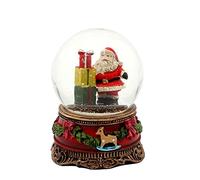 Dekohelden24 Palla di neve Babbo Natale con base decorata, dimensioni (lunghezza x larghezza x altezza): 6,5 x 6,5 x 9 cm, sfera Ø 6,5 cm
