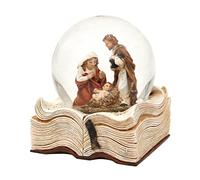 Dekohelden24 Palla di neve con sacra famiglia sul libro, dimensioni (altezza x larghezza x diametro): circa 9 x 7,5 cm, diametro 6,5 cm.