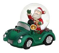 Dekohelden24 Palla di neve per bambini, Cars in verde con Babbo Natale, dimensioni (altezza x larghezza x diametro): circa 8 x 5,5 cm, diametro 4,5 cm.