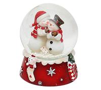 Dekohelden24 Palla di vetro con neve, pupazzo di neve, duo, rosso e bianco, dimensioni (altezza/larghezza/diametro): circa 8,5 x 7 cm/Ø 6,5 cm.