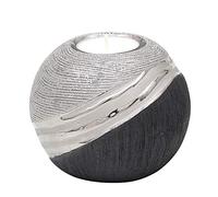 Dekohelden24 Portacandela in ceramica dal design moderno, 10 cm, colore: grigio argento