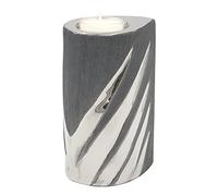 Dekohelden24 Portacandela in ceramica dal design moderno, colore: grigio argento, dimensioni: 7 x 9 x 14 cm, 213310