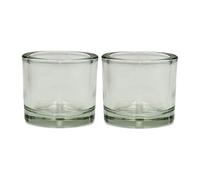 Dekohelden24 Portacandela, Set da 2 Pezzi, Trasparente, in Vetro, Semplice ed Elegante, Dimensioni: H/Ø Circa 5,5 x 6 cm, 6 cm