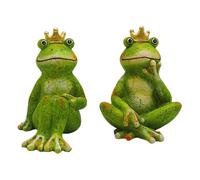 Dekohelden24 Rane XL per Laghetto, Rane Decorative da Giardino, Decorazione per Esterni, Ceramica Verde, Set da 2
