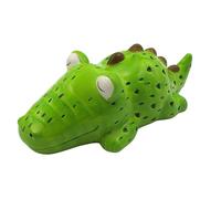 Dekohelden24 Salvadanaio a forma di coccodrillo, salvadanaio per bambini, motivo coccodrillo, con funzione di risparmio in ceramica verde, 22 x 11 x 8 cm.