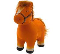 Dekohelden24 Salvadanaio per Bambini a Forma di Cavallo in Marrone con Vera Criniera, in Ceramica con Tappo in Gomma Richiudibile, L x P 16 x 7 x 17 cm
