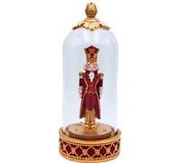 Dekohelden24 Schiaccianoci in ceramica, decorazione per schiaccianoci in rosso scuro e oro, in contenitore di vetro su base decorata, altezza 28 x 12 cm