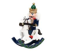 Dekohelden24 - Schiaccianoci in legno a forma di cavallo a dondolo e cavaliere, colore blu, (L x L x A) 12 x 3,5 x 15 cm, 15 cm