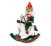 Dekohelden24 - Schiaccianoci in legno a forma di cavallo a dondolo e cavaliere, colore verde, (L x L x A) 12 x 3,5 x 15 cm, 15 cm