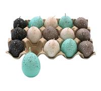 Dekohelden24 Set di 15 candele a forma di uovo di Pasqua, con uova di Pasqua, colori pastello turchese, dimensioni: 6,5 x 4 cm, confezione da 15 pezzi