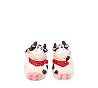 Dekohelden24 Set di 2 spargisale e pepe in ceramica, con mucca, ca. 9,5 x 4,5 x 7,3 cm, 222509