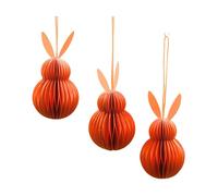 Dekohelden24 Set di 3 ganci decorativi Honeycomb, coniglietto pasquale in carta velina, arancione, magnetico, contenuto della confezione: 3 pezzi, 6 x 6 x 10 cm (lunghezza x larghezza x altezza)