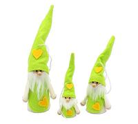 Dekohelden24 Set di 3 nani in feltro/tessuto come decorazione per albero/ciondolo in verde, da 10 a 21 cm.